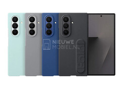 De Galaxy Z Fold7 is al te zien in zijn vier lanceringskleuren via deze gelekte first-party hoesjes. (Afbeeldingsbron: via NieuweMobiel)