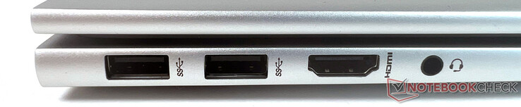 Links: 2x SuperSpeed USB Type-A 10 Gbit/s, 1x HDMI 2.1, 1x headset/microfoon combo-poort