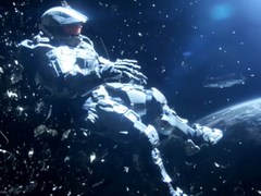 Een schermafbeelding van de slotscène van Halo 4