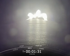 Beeld van een camera gemonteerd op de eerste trap van een SpaceX Falcon 9-raket (Beeldbron: SpaceX)