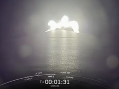 Beeld van een camera gemonteerd op de eerste trap van een SpaceX Falcon 9-raket (Beeldbron: SpaceX)