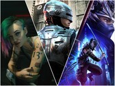 Cyberpunk 2077, RoboCop: Rogue City, Ninja Gaiden 4 (van links naar rechts).