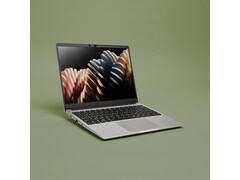 Een promotionele afbeelding voor de Framework 13 modulaire laptop tegen een groene achtergrond. (Afbeelding Bron: Framework)