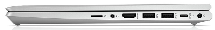 Rechterzijde: microSD, gecombineerde audiopoort, HDMI, 2x USB-A 3.1 Gen1, 1x USB-C 3.1 Gen2