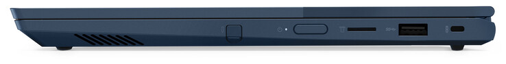 Juist: Smart Pen, aan/uit-knop/vingerafdruklezer, SD-kaartlezer (MicroSD), USB 3.2 Gen 1 (Type-A), sleuf voor een kabelvergrendeling