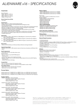 Alienware x16 - Specificaties. (Bron: Dell)