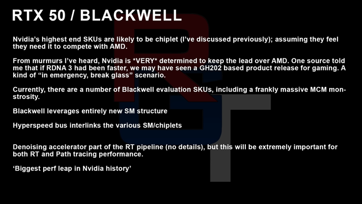 Nvidia Blackwell RTX 50 vroege geruchten. (Bron: RedGamingTech op YouTube)