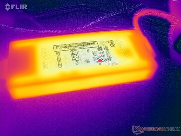 AC-adapter bereikt iets meer dan 45 C bij zware belasting