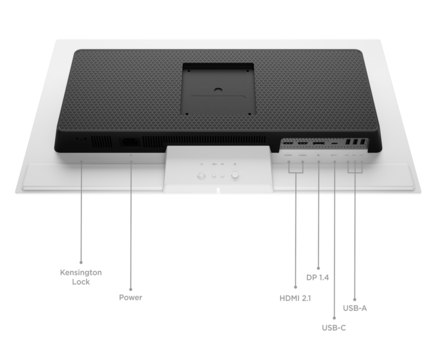 Lenovo Legion Pro 27UD-10 en Legion Pro 32UD-10: Poorten. (Afbeelding Bron: Lenovo)