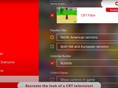 Het scherm van een Nintendo Switch 2 console toont de exclusieve mogelijkheid om een CRT-achtig beeldscherm na te bootsen (afbeeldingsbron: Nintendo of America YT)