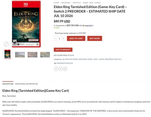 Elden Ring Tarnished Edition Switch 2-port getoond bij PNP Games
