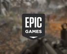 Een screenshot van Wave Gods: Ammo Night met het logo van Epic Games erbovenop. 