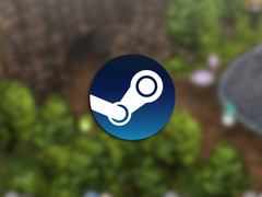 Afgebeeld - het Steam-logo over een screenshot van Wayblazer Dämmerung.