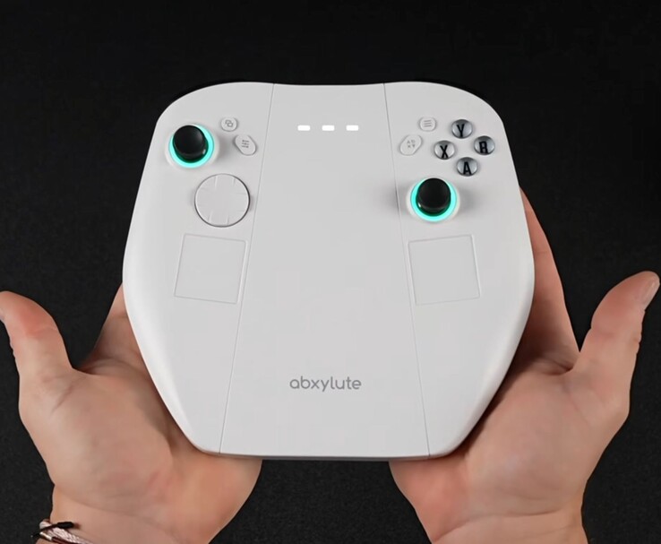 Abxylute 3D One afneembare controller-module, met dubbele thumbsticks met LED ringen, een D-pad, face buttons en ingebouwde trackpads. (Afbeeldingsbron: ETA PRIME via YouTube)