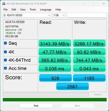 Prestatiecontrole met de ADATA SE920 via USB4