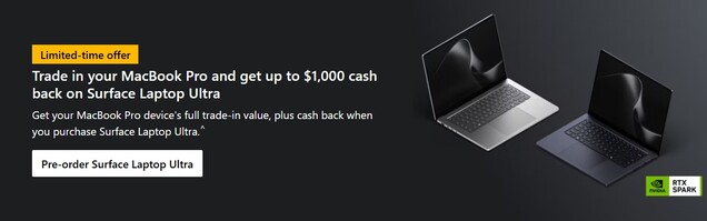 Microsoft richt zijn pijlen op Apple met een cashbackaanbod van $1.000 voor MacBook Pro-bezitters.