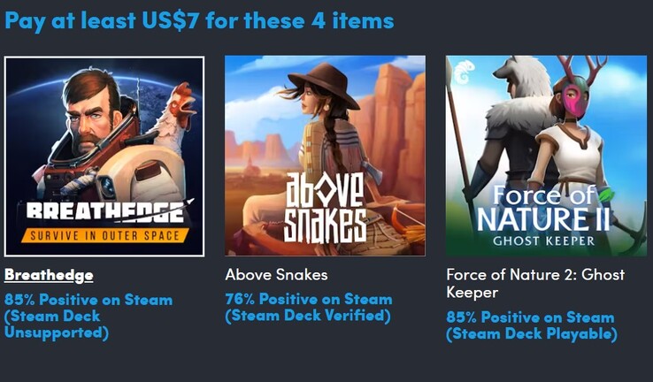 Decoratieve afbeelding. Als u $7 betaalt, krijgt u 4 games (Afbeeldingsbron: Humble Bundle)