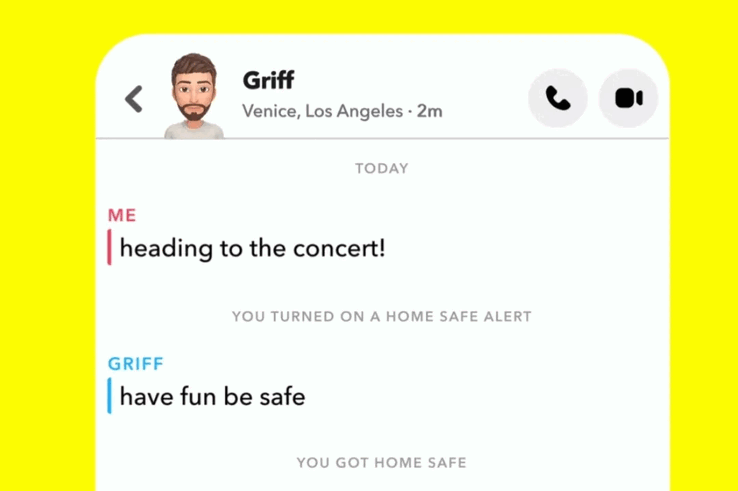 Voorbeeld van Snapchat Home Safe-functie (Afbeelding Bron: Snapchat)