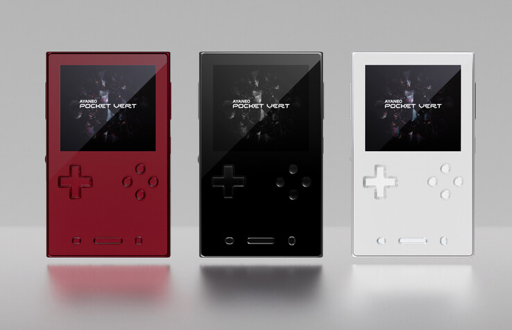 De Ayaneo Pocket Vert in de afwerkingen Lava Red, Midnight Black en Moon. (Afbeeldingsbron: Ayaneo)