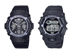 Casio's Fire Package 2025-horloges, de AWG-M100FP-1A2 (links) en de GW-2320FP-1A2 (rechts). (Afbeeldingsbron: Casio)