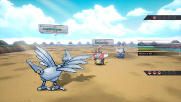 Afbeelding: Een screenshot van de gameplay uit Pokémon Gamma Emerald.