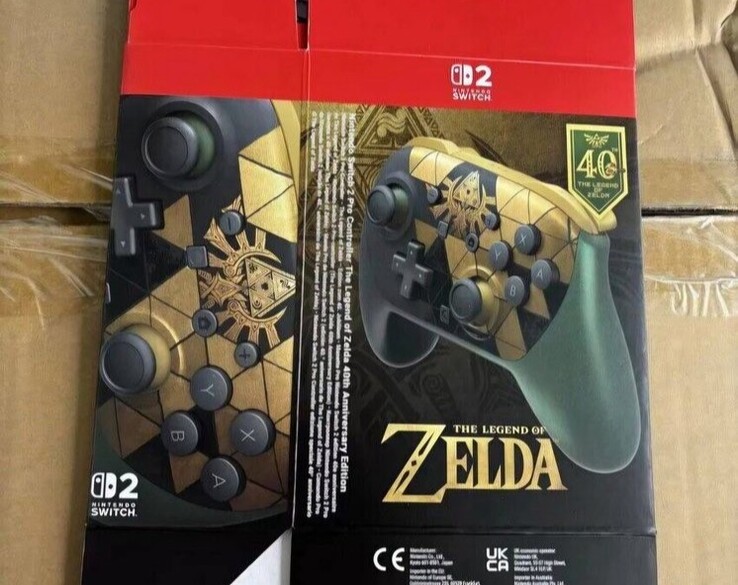 Switch 2 Pro-controller met Zelda-thema.
