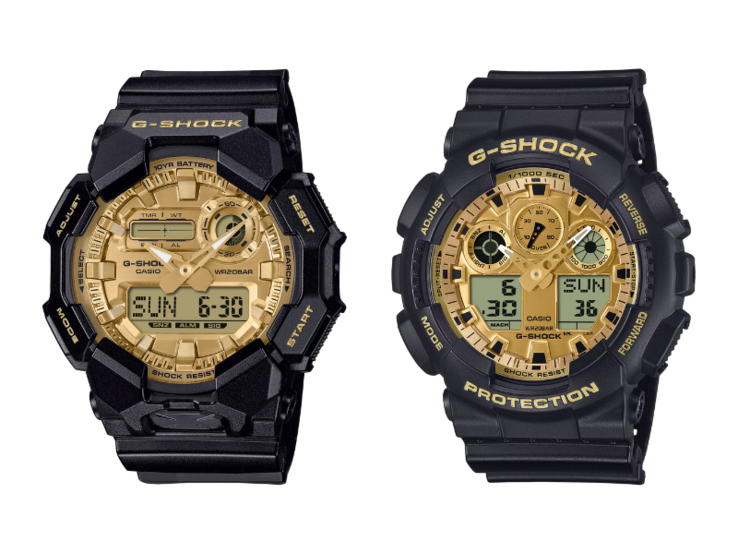 De Casio G-Shock GA-010GGB-1A9 (links) en GA-100GGB-1A9 (rechts) horloges. (Afbeeldingsbron: Casio)