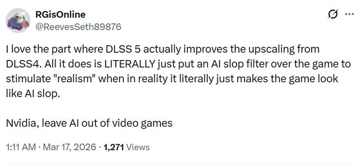 Nvidia DLSS 5 is AI-slop.