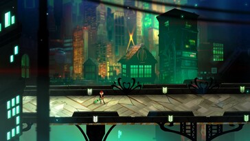Een afbeelding van de stad Cloudbank in Transistor.