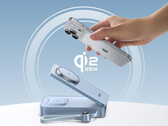 De MagFlow Qi2 25W kost €139,99. Afgebeeld: een render waarop de opvouwbare draadloze oplaadstandaard van de powerbank te zien is. (Afbeeldingsbron: Ugreen)