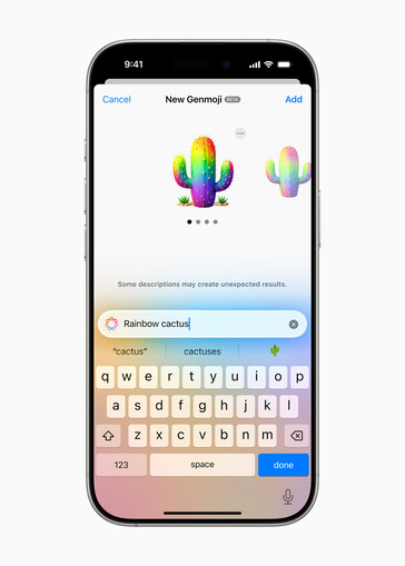 iOS Genmoji interface met een gegenereerde