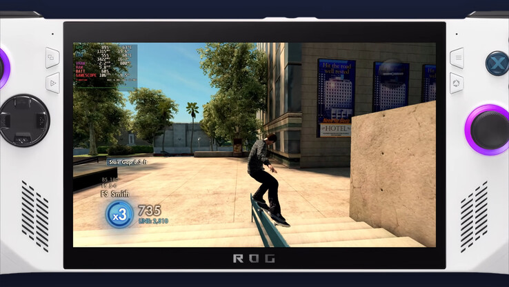 Skate 3 uitgevoerd onder RPCS3 op de ASUS ROG Ally X, gemiddeld 100-120 FPS.