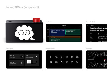 Het Lenovo AI Work Concept geeft de poortstatus, agenda en planningen weer.