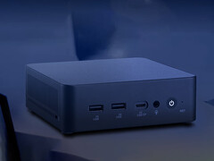 De VM61 kan worden gevoed via een USB-C-poort. Afgebeeld: een promotiefoto waarop de voorkant van de mini-pc te zien is.