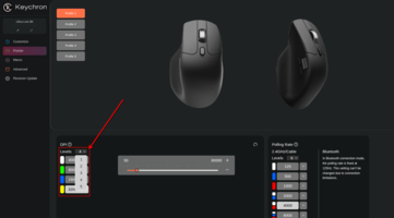 De Keychron M7 8K wordt standaard geleverd met zes DPI-niveaus. (Afbeeldingsbron: Keychron)