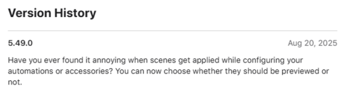 De release notes voor Philips Hue app versino 5.49. (Afbeeldingsbron: Apple App Store)