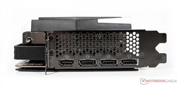 Externe poorten op de MSI Radeon RX 6950 XT Gaming X Trio 16G - 1x HDMI 2.1, 3x DisplayPort 1.4a