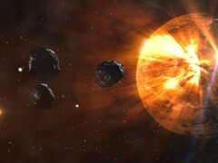 Een illustratie van een kunstenaar met asteroïden en een planeet. (Afbeeldingsbron: TBIT - Pixabay)