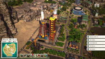Een afbeelding waarop een raket in Tropico 5 te zien is.