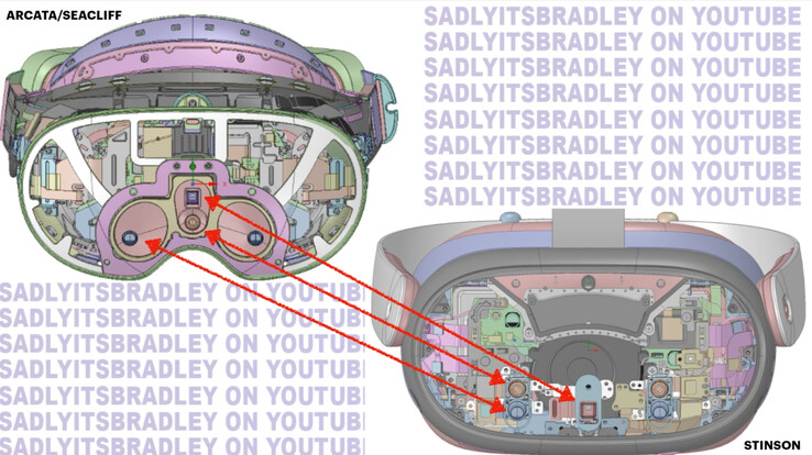 Gelekte CAD-renders van de Quest Pro en Quest 3, van links naar rechts. (Beeldbron: SadlyItsBradley)