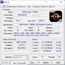 CPU-Z Ryzen 7 6800U