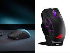 De gamingmuizen ROG Gladius IV Ace (links) en ROG Spatha X 65K (rechts).