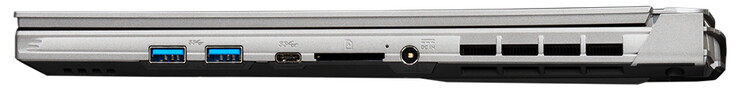 Rechterzijde: 2x USB 3.2 Gen 1 (Type-A), USB 3.2 Gen 1 (Type-C), geheugenkaartlezer (SD), stroomvoorziening