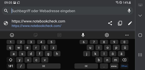 Toetsenbord in landschapsmodus