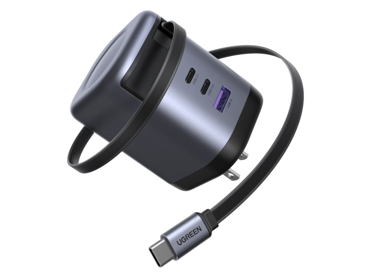 De Ugreen Nexode 100W oplader met intrekbare USB-C kabel. (Afbeeldingsbron: Ugreen)