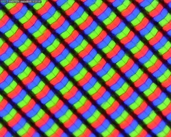 Subpixelraster achter het matte beeldschermoppervlak