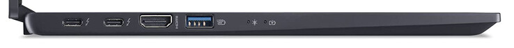Links: 2x Thunderbolt 4 (USB-C; DisplayPort, Power Delivery), HDMI, USB 3.2 Gen 2 (USB-A)