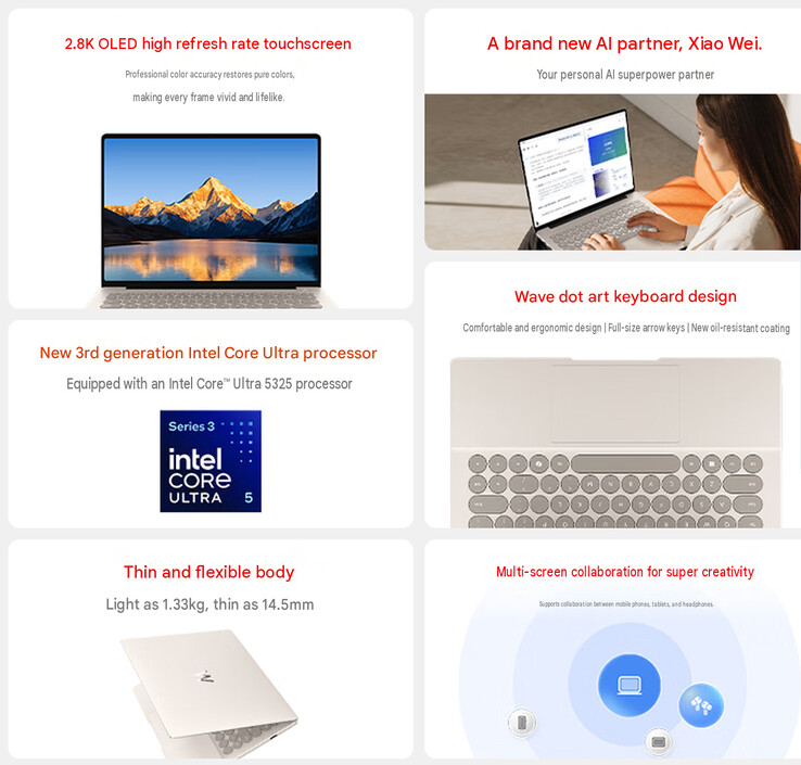 Belangrijkste kenmerken van de laptop (machinaal vertaald)