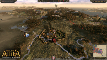 Een afbeelding waarop de wereldkaart en steden in Total War: Attila te zien zijn.