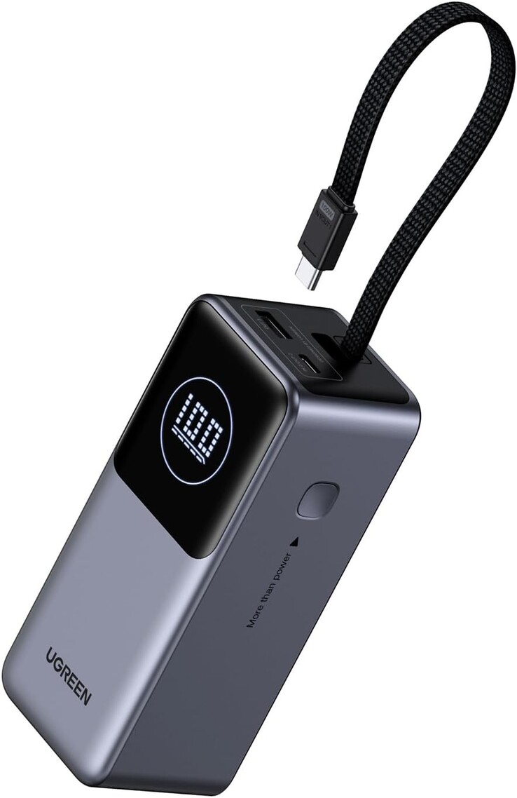 De Ugreen Nexode Power bank 20000mAh 130W met geïntegreerde USB-C kabel. (Afbeeldingsbron: Ugreen)